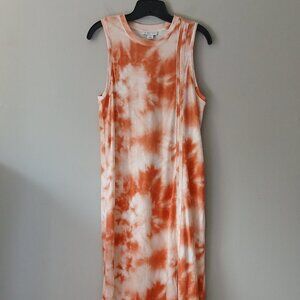Gianni Bini Women's Size Small Maxi Sleeveless‎ Dress Tye Dye Orange 100% Cotton